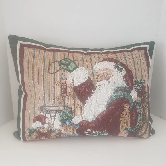 Christmas Holiday Season Santa Claus Tapestry Pillow. - Picture 1 of 4